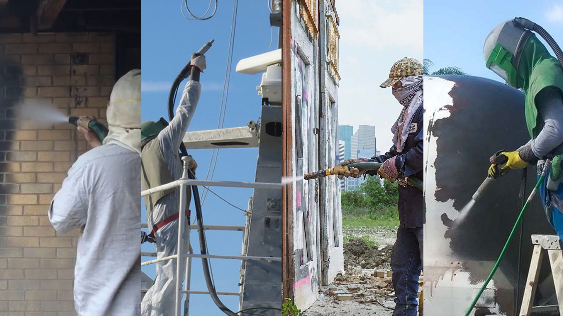A collage of dustless media blasting projects by WNY Air Blasting